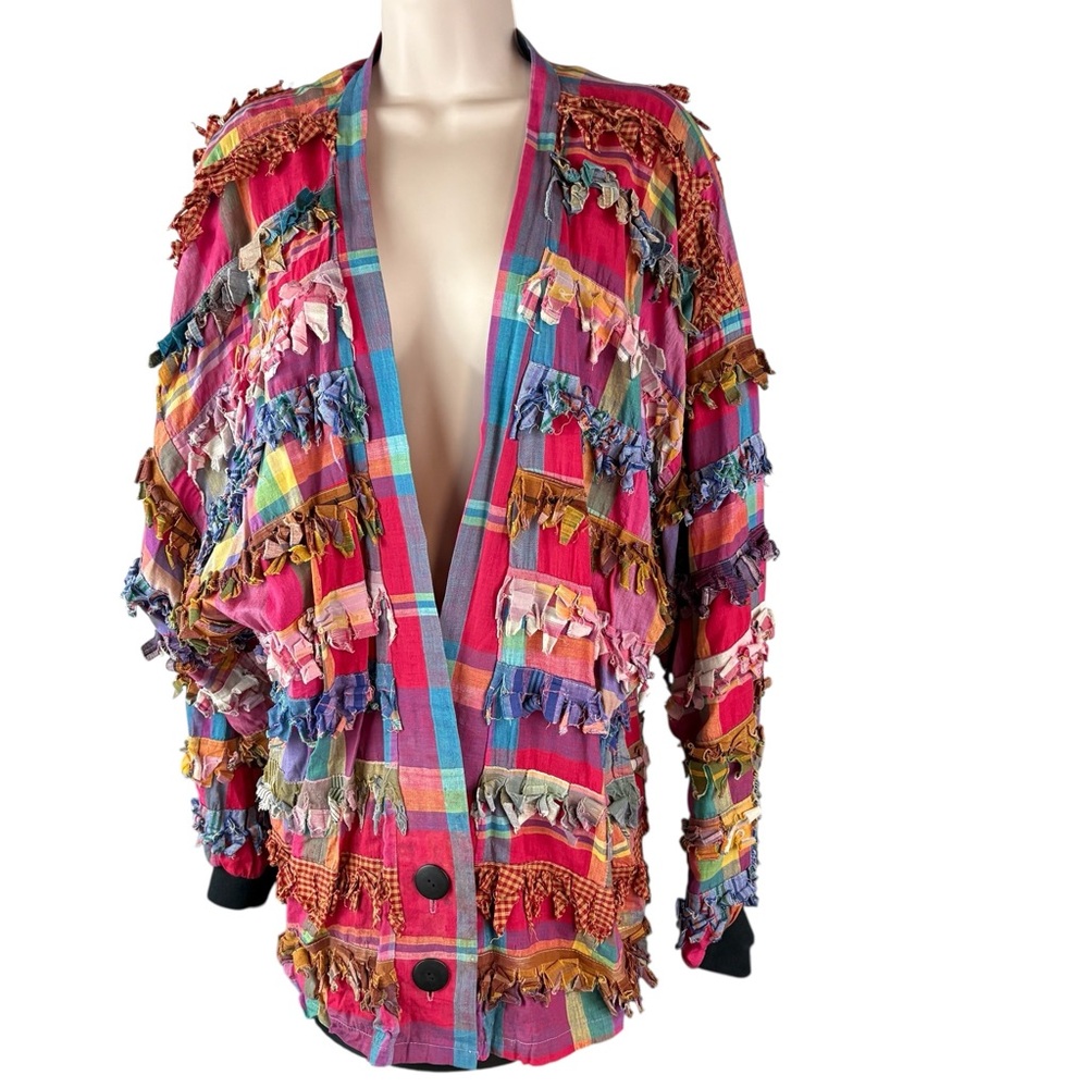 Paula Sweet Muslin Mink Jacket Womenmed Vintage USA Large Fringe Colored (919)